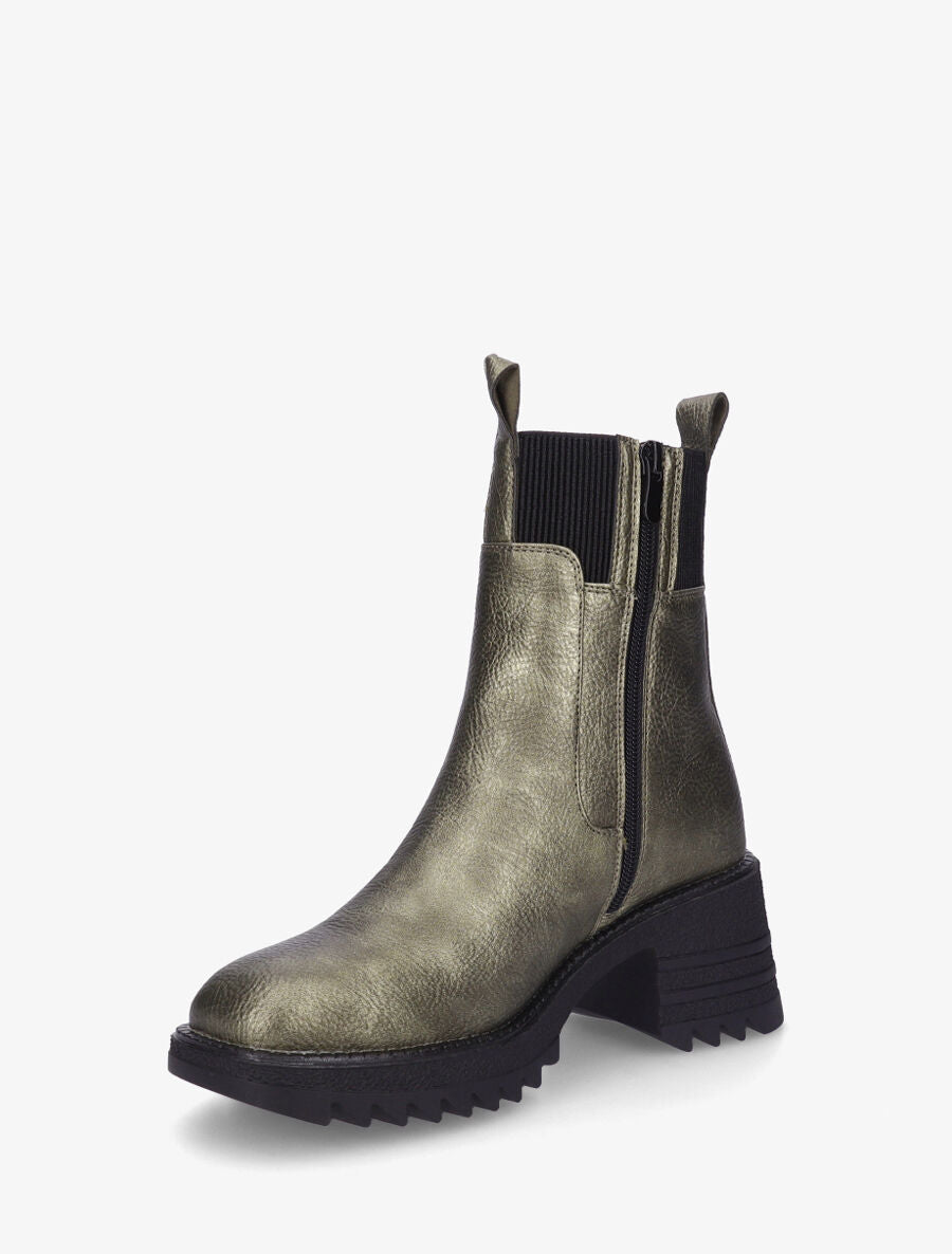 Bottines hautes à talon bloc et semelle crantés - Kaki - 3