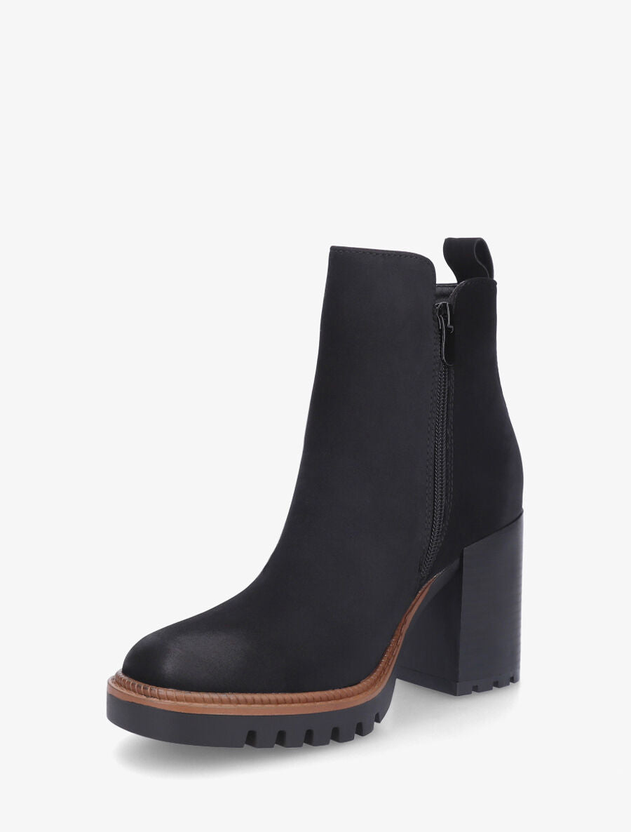 Bottines en suédine à zip décoratif - Noir - 3