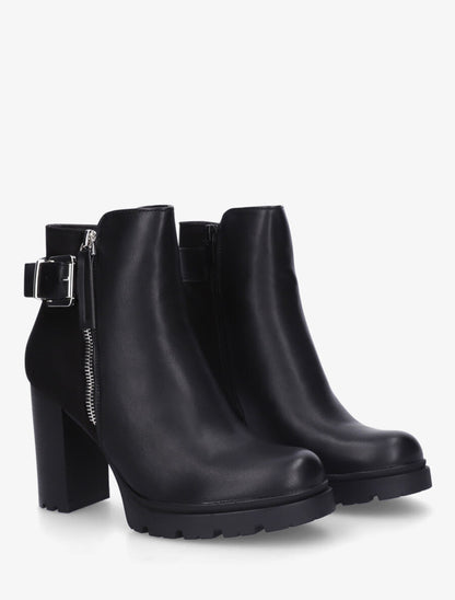 Bottines à talon haut et contrefort en suédine - Noir - 4