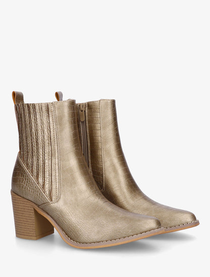 Bottines effet croco à bouts pointus - Or - 4