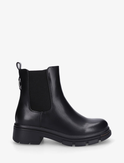 Bottines unies élastiquées à empiècement métal - Noir - 1