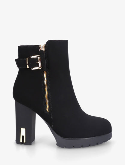 Bottines sanglées à empiècement métal au talon - Noir - 1