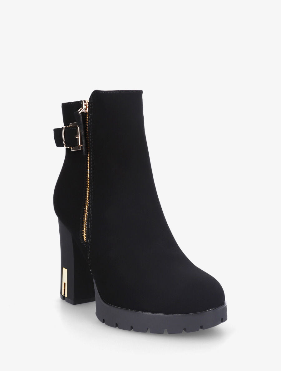 Bottines sanglées à empiècement métal au talon - Noir - 2