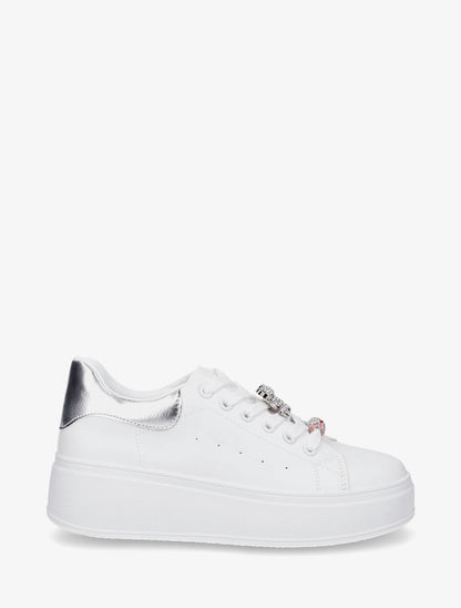 Sneakers à contrefort contrastant et bijoux strassés - Argent - 1