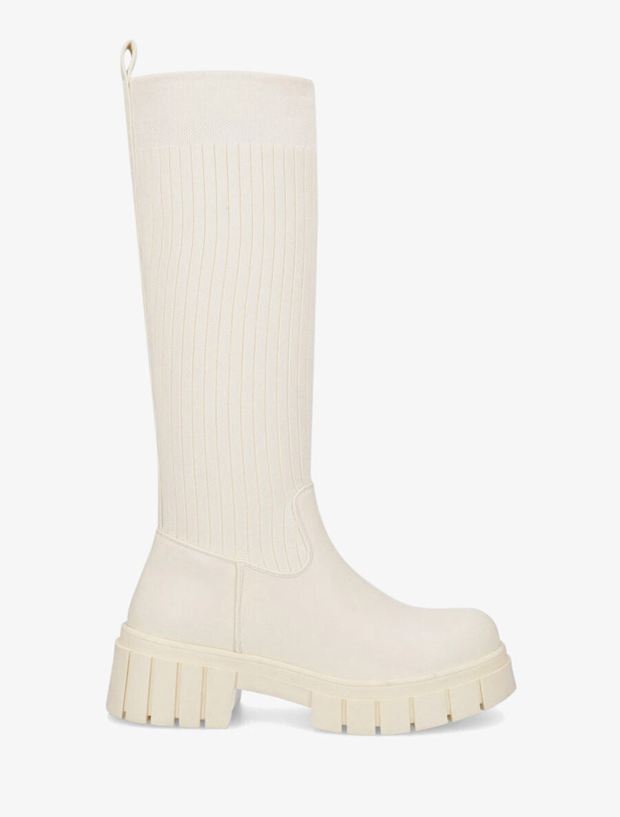 Bottes style chaussettes - Beige - 5