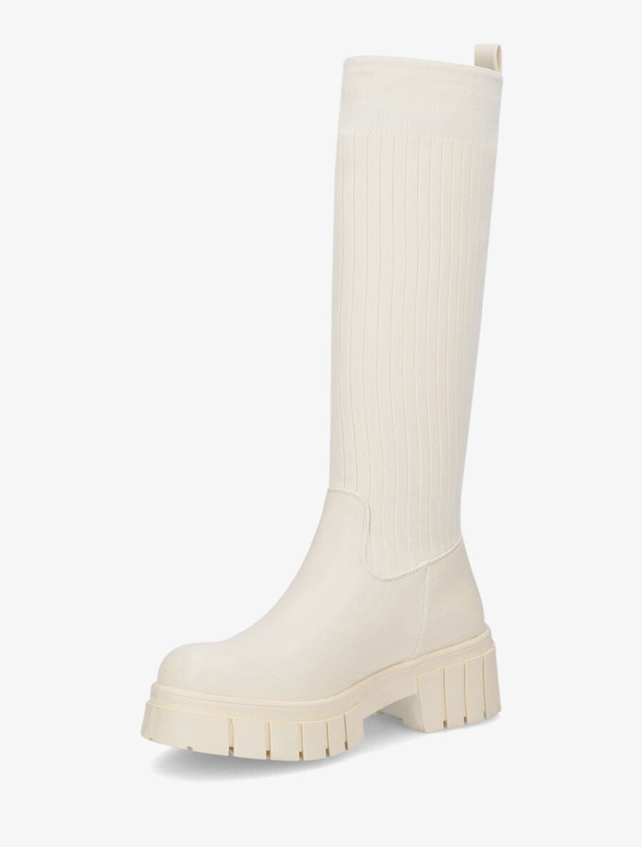 Bottes style chaussettes - Beige - 3