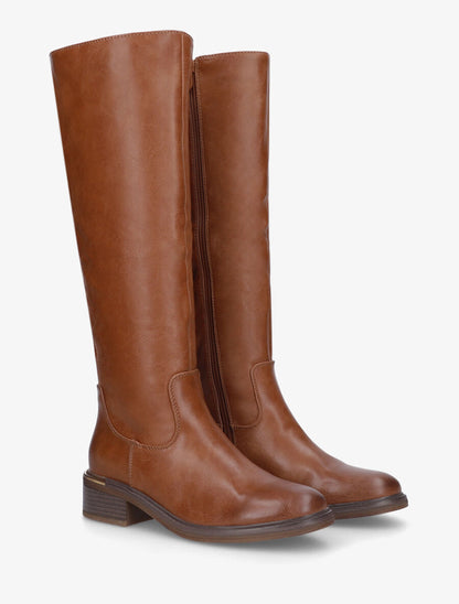 Bottes élastiquées en simili à empiècement métal au talon - Camel - 4