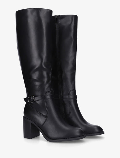 Bottes en simili à talon haut - Noir - 4