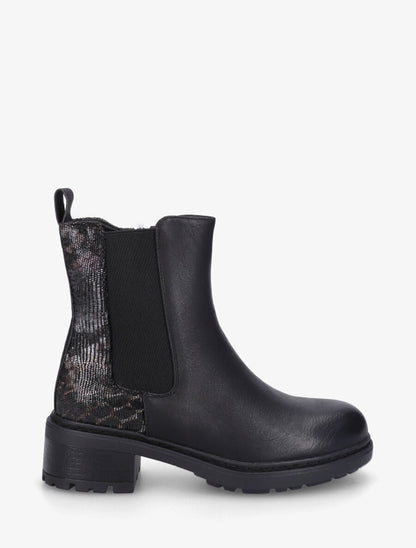 Bottines chelsea à détail python - Noir - 1