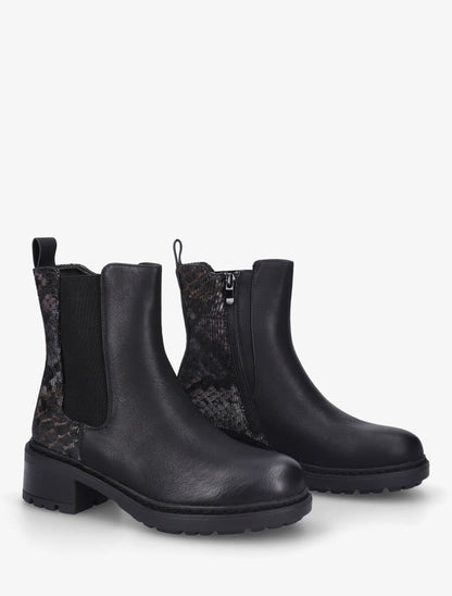 Bottines chelsea à détail python - Noir - 4