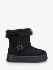 Bottines montantes fourrées à sangle - Noir - 5