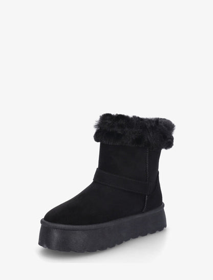 Bottines montantes fourrées à sangle - Noir - 3