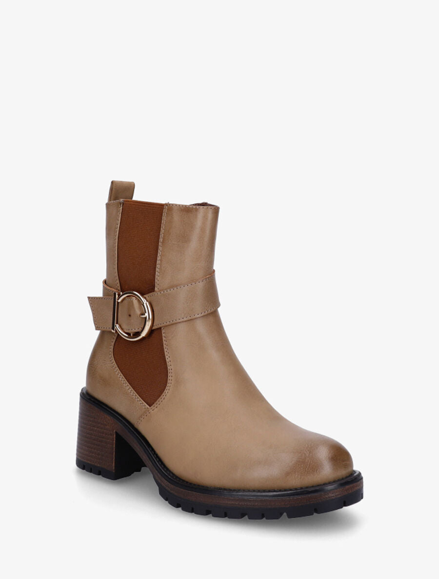 Bottines montantes élastiquées en simili - Taupe - 2