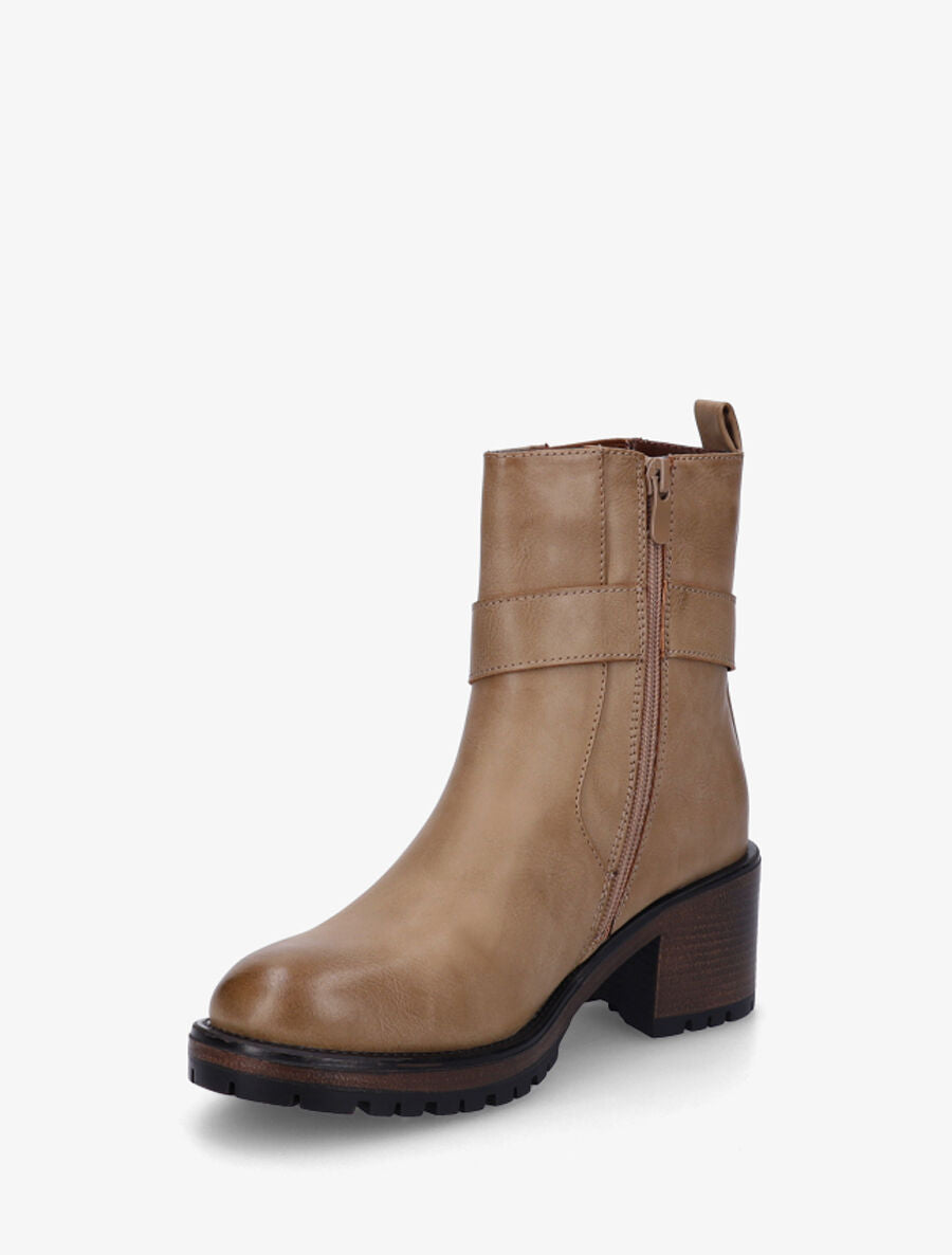 Bottines montantes élastiquées en simili - Taupe - 3