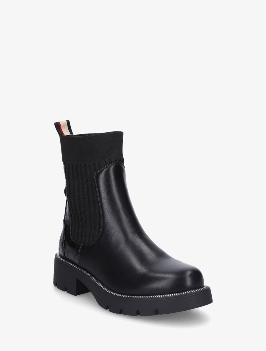 Bottines style chaussettes à contrefort croco - Noir - 2