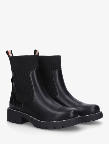 Bottines style chaussettes à contrefort croco - Noir - 4