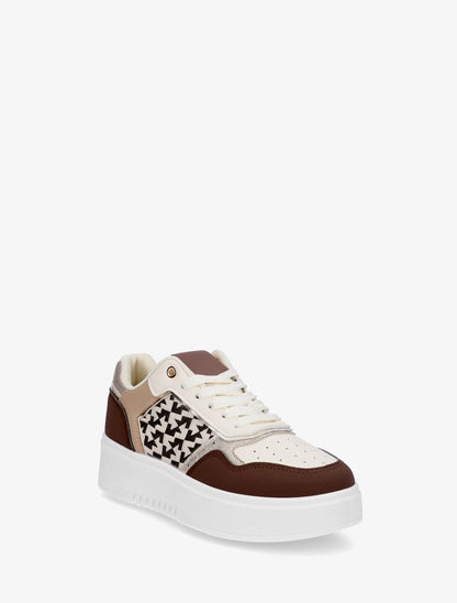 Sneakers en simili à imprimé graphique irisé - Marron - 2