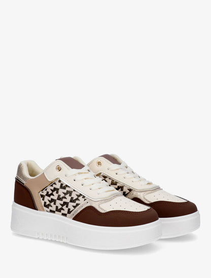 Sneakers en simili à imprimé graphique irisé - Marron - 4