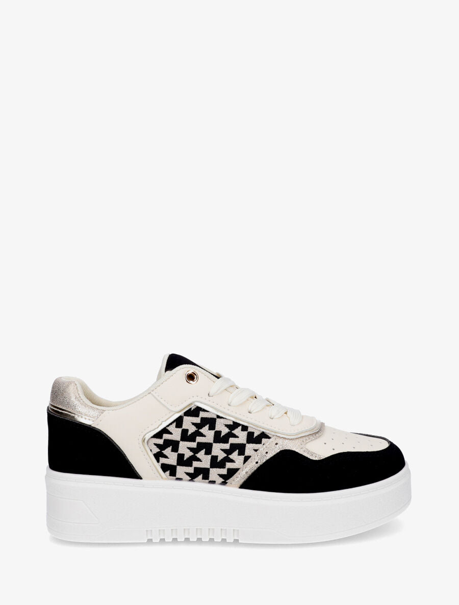 Sneakers en simili à imprimé graphique irisé - Noir - 1