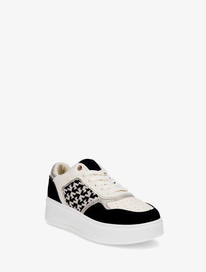 Sneakers en simili à imprimé graphique irisé - Noir - 2