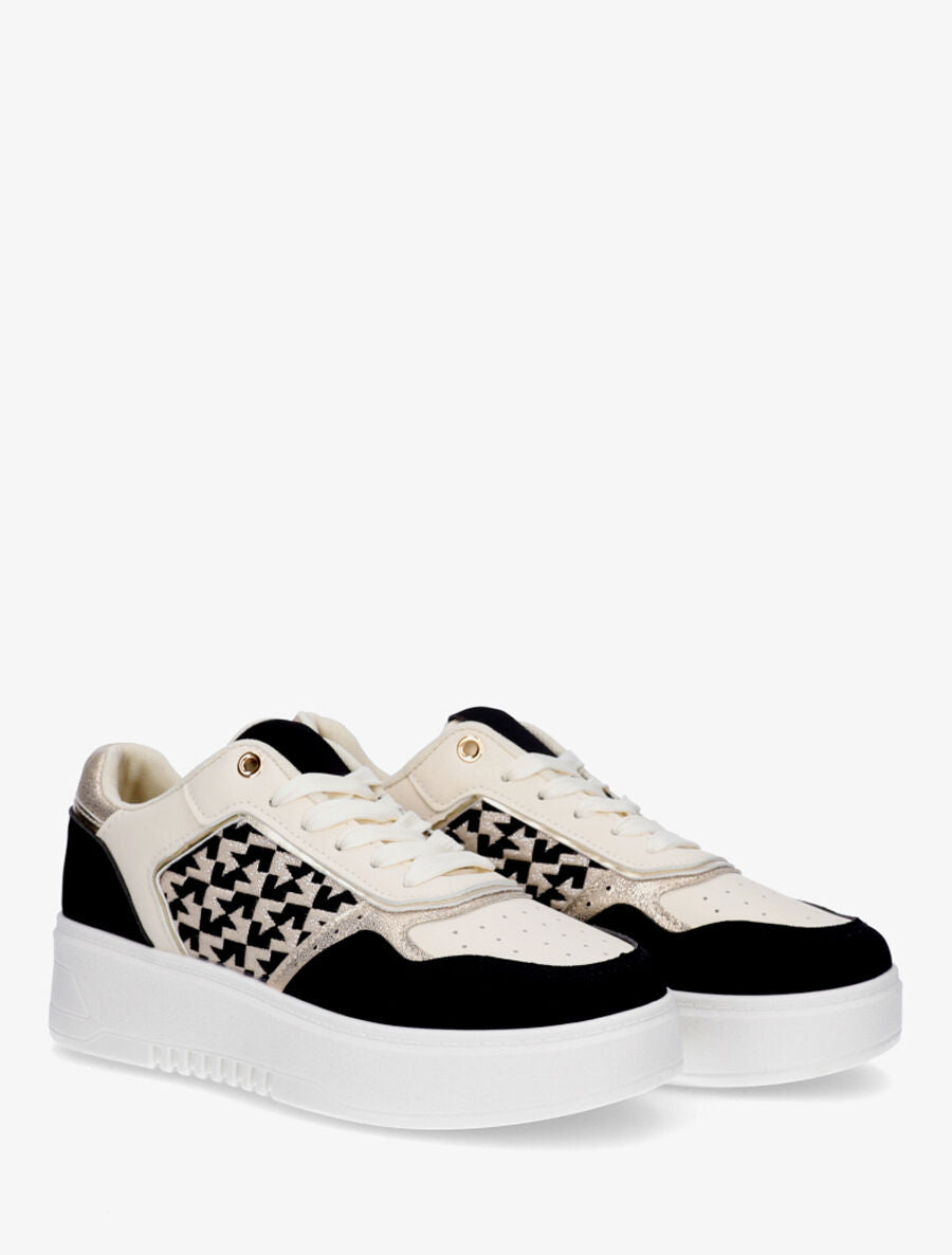 Sneakers en simili à imprimé graphique irisé - Noir - 4