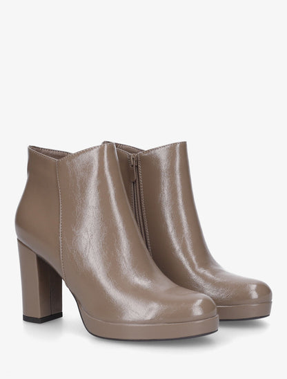Bottines en simili à talon haut - Taupe - 4