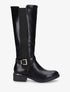Bottes élastiquées en simili et sanglées - Noir - 5