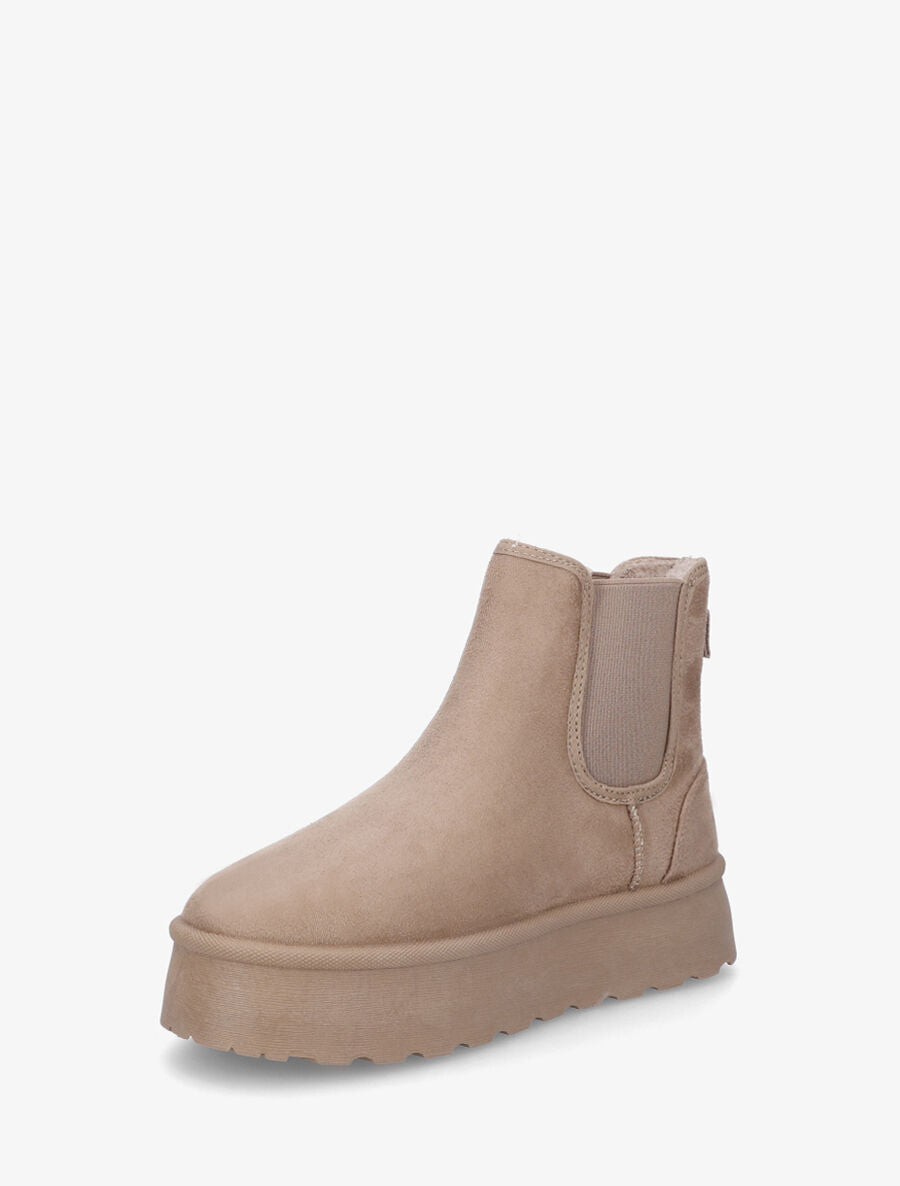 Bottines fourrées à bande élastiquée - Taupe - 3