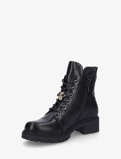 Bottines montantes à empiècement bijou strassé - Noir - 3
