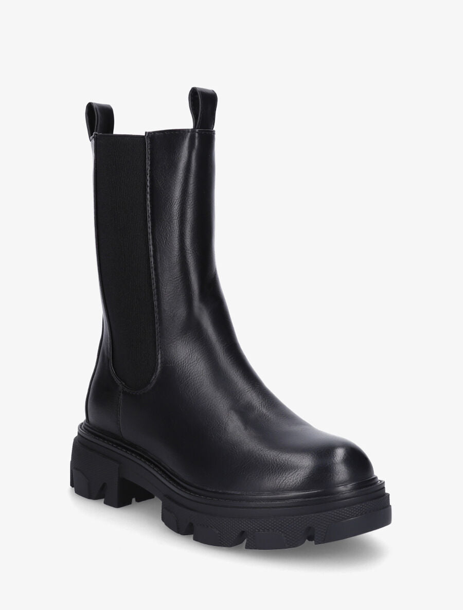 Bottines montantes élastiquées en simili - Noir - 2