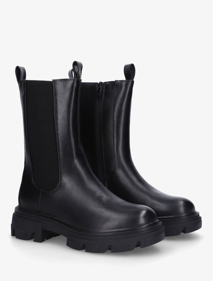 Bottines montantes élastiquées en simili - Noir - 4