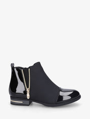 Bottines bi-matière à zip décoratif - Noir - 1
