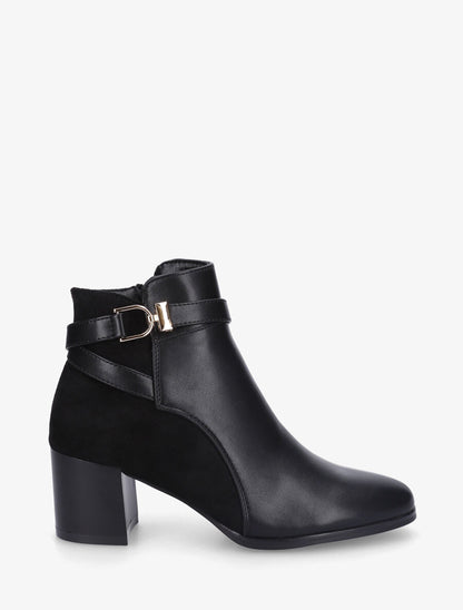 Bottines à talon en simili et suédine - Noir - 1