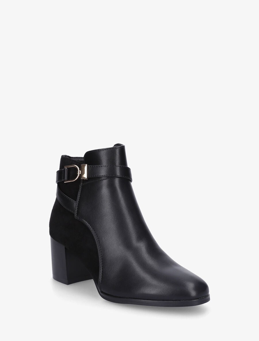 Bottines à talon en simili et suédine - Noir - 2
