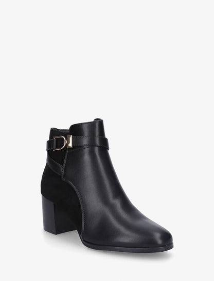 Bottines à talon en simili et suédine - Noir - 2