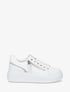 Sneakers unis à zip et bandes pailletées - Blanc - 5