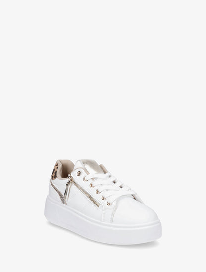 Sneakers unis à zip et bandes pailletées - Or - 2