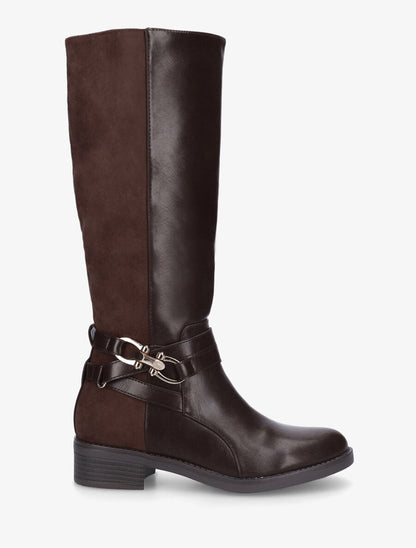Bottes unies bi-matière - Marron - 1