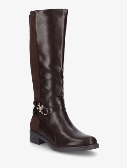 Bottes unies bi-matière - Marron - 2