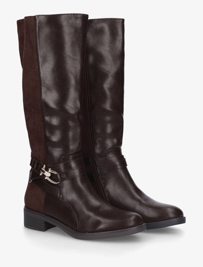 Bottes unies bi-matière - Marron - 4