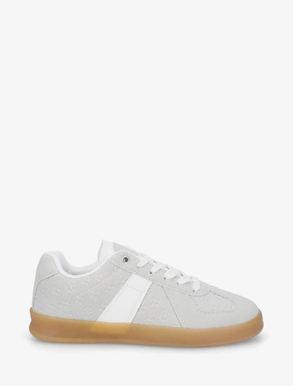 Sneakers effet nubuck à motif géométrique - Gris - 5