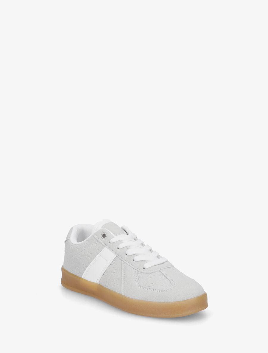 Sneakers effet nubuck à motif géométrique - Gris - 2