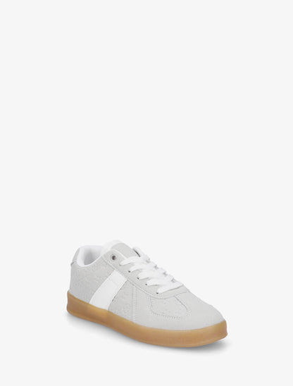 Sneakers effet nubuck à motif géométrique - Gris - 2