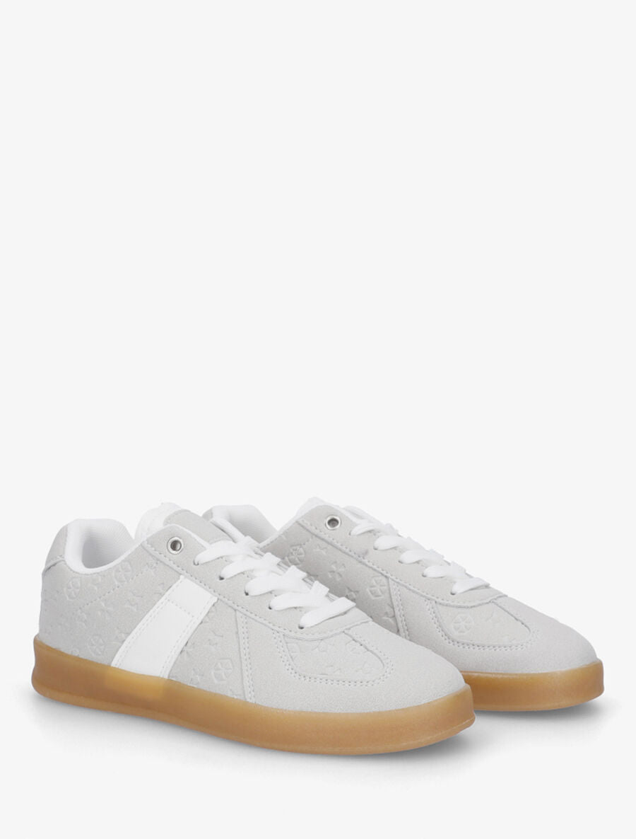 Sneakers effet nubuck à motif géométrique - Gris - 4