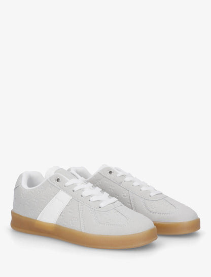 Sneakers effet nubuck à motif géométrique - Gris - 4