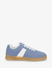 Sneakers effet nubuck à motif géométrique - Bleu - 5
