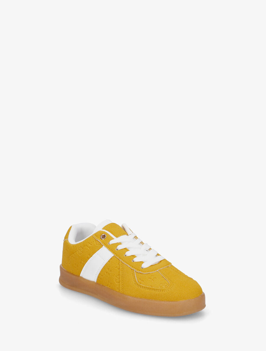 Sneakers effet nubuck à motif géométrique - Jaune - 2