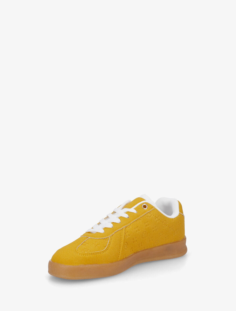 Sneakers effet nubuck à motif géométrique - Jaune - 3