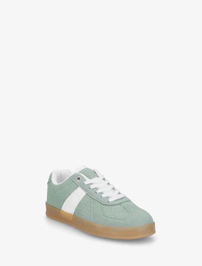 Sneakers effet nubuck à motif géométrique - Vert d&