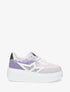 Sneakers en simili à détail dentelle et sequins - Lilas - 1